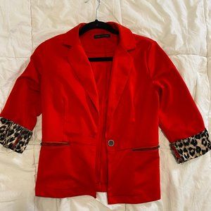 Red Blazer with Leopard Cuffs